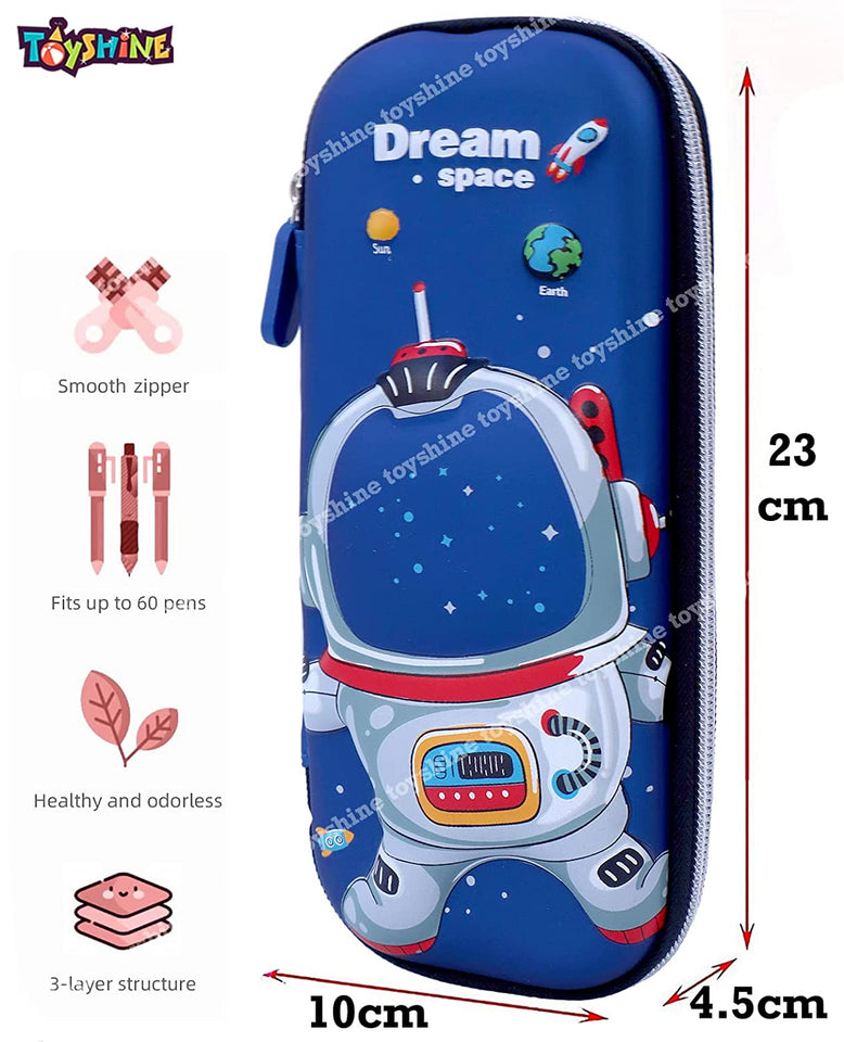 Toyshine Mega Space Explorer Hardtop Pencil Case with Multiple Compartments - Kids School Supply Organizer Students Stationery Box - Girls Pen Pouch- Multi-Color