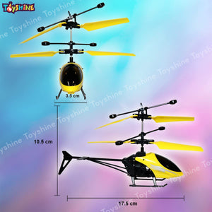 Toyshine Remote Control 2 channel Helicopter with inbuilt Hand Sensor along with USB Charging Tornado Infrared Induction 3D Lights Toy for kids 8+ Years (Yellow)