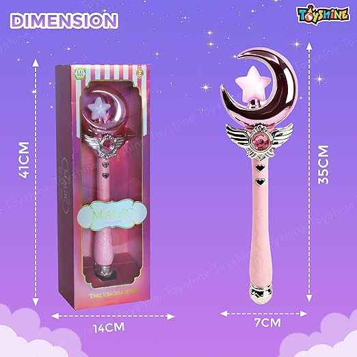 Toyshine Princess Fairy Magic Wand Moon Styling Stick Flashing Toy with Music and Light for Kids - C