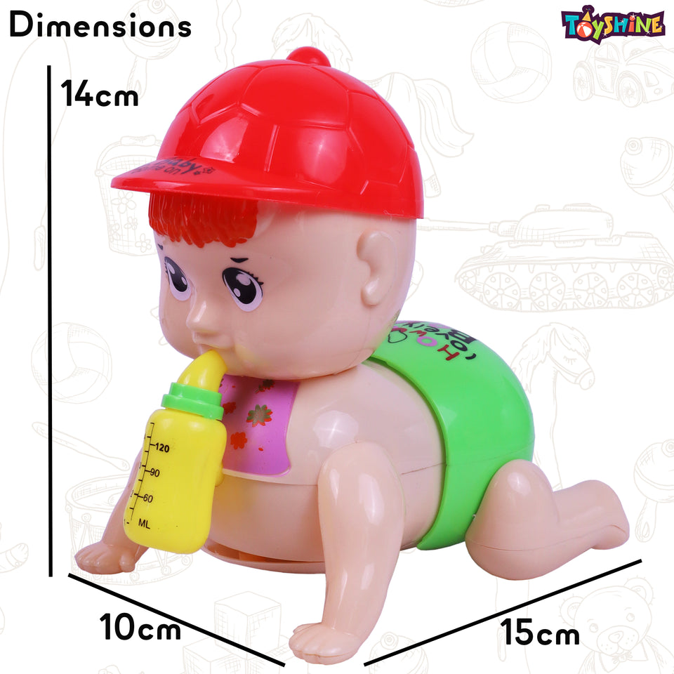 Toyshine Battery Powered Cute Adorable Crawling Baby with Dazzling Lights and Dynamic Sound Musical Interactive Toy for Babies & Kids