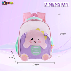 Toyshine 11" Cute Dino Theme Kindergarten Backpack for Kids Girls Boys Toddler Backpack Preschool Nursery Travel Bag Picnic Bag, Mini Size - Purple