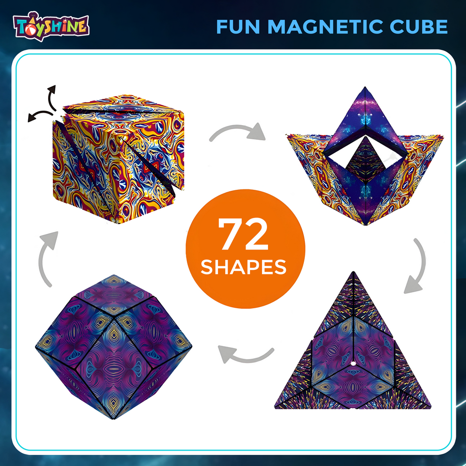 Toyshine Magic Cube Shape Shifting Puzzle Box | Magnetic Puzzle Fun Cube Hand Flip Variety Toy Transforms Into Over 70+ Shapes for Kids & Adults