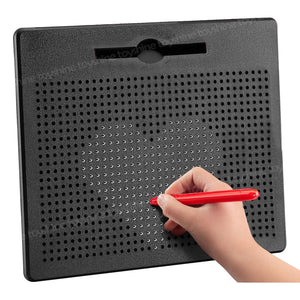 Toyshine Magnetic Drawing Board Magplay Slate inbuilt with 782 Magnetic Balls Erasable Writing Doodle Sketch Pad with Stylus Pen - Black