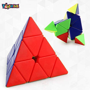 Toyshine Pack of 3 Speed Cube Set, 3x3x3 5x5x5 Magic Stickerless Speed Cube, Hard Movement High Stability Flat Pyramid Speed Cube- Gift Packing Games Toy