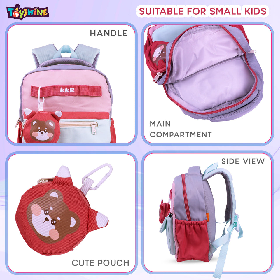 Toyshine 11" Cute Bear Design Kindergarten Backpack for Kids Girls Boys Toddler Backpack Preschool Nursery Travel Bag Picnic Bag, Mini Size - Multi Model A