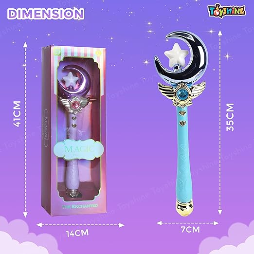 Toyshine Princess Fairy Magic Wand Moon Styling Stick Flashing Toy with Music and Light for Kids - D