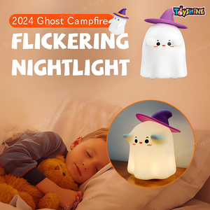 Toyshine Halloween Ghost Night Light Squishy Silicone 3 Level Dimmable LED Rechargeable Touch Lamp with Timer Function for Bedroom & Office