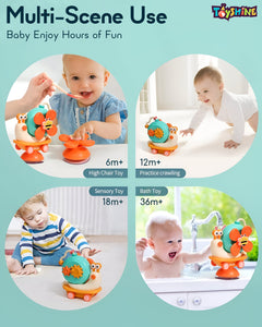 Toyshine Spin and Stimulate Soothing Sensory High Chair Snail Toy with Suction Cup Spinner Montessori Toys for Babies Infants and Toddlers