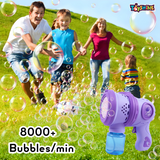 Toyshine 12 Holes Powerful Automatic Rechargeable Bubble Gun Machine with 2 Refil Bottles Bubble Blaster for Adults Kids Birthday Return Gift - Purple