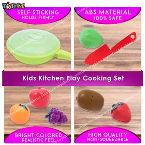 Toyshine Realistic Sliceable 6 Pcs Fruits Cutting Play Toy Set with Pan, Can Be Cut in 2 Parts