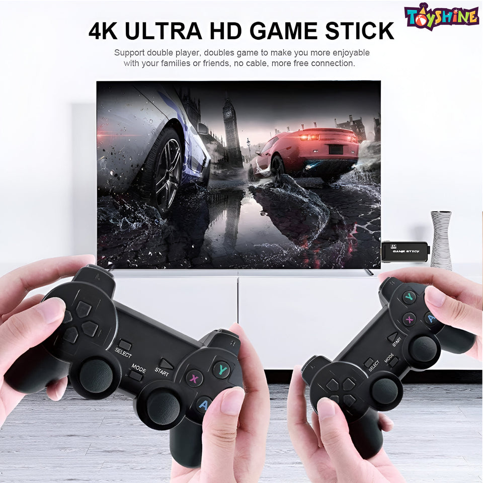 Toyshine Wireless USB Video Game Console Game Stick Built-in 3000 Classic Games 8 Bit Mini Retro Controller HDMI Output Dual Player- 4K Ultra HD Game Stick