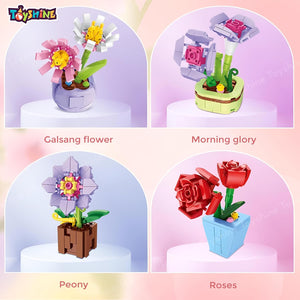 Toyshine Flower Building Blocks Toy kit, Artificial Flowers for Home, Mini Bricks Building Blocks Sets, DIY Decoration Home, Gift for Girls and Boys (752PCS)