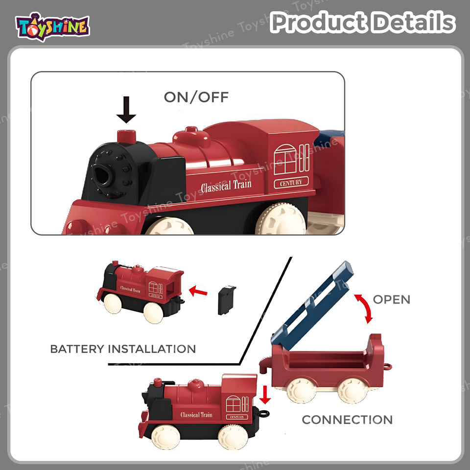 Toyshine 40 Pc DIY Battery Operated Mini Track Train Toy Set Fun Educational Intellectual Development Gift for Kids Boys Girls 3+, Red