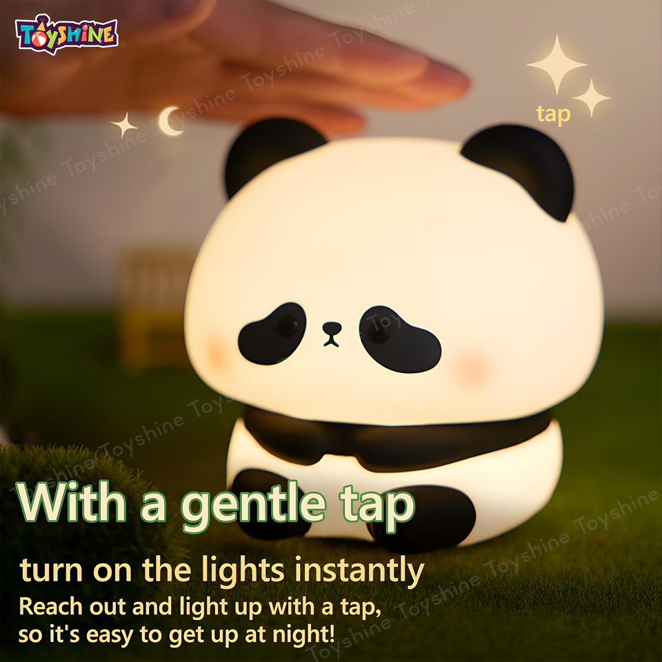 Toyshine Sad Panda Night Light Squishy Silicone 3-Level Dimmable LED Rechargeable Touch Lamp with Timer Function for Bedroom & Office