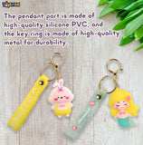 Toyshine 6 Pc Cute keychain Kawaii Cartoon Keychains with Holder Accessories, Backpack Car Key Chain for Boy Girl -Model A