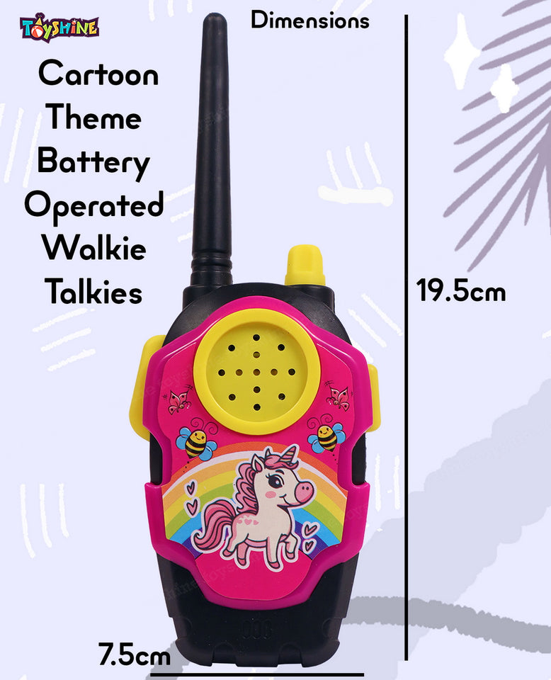 Toyshine Unicorn Theme Battery Operated Walkie Talkies for Outside Camping Hiking Indoor and Outdoor 2 Way Radio Toy for Kids Age 3-12 - Pink