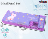 Toyshine Double Compartment Magical Unicorn Pencil Box, Button Enabled Storages and Sharpner for Kids-Purple
