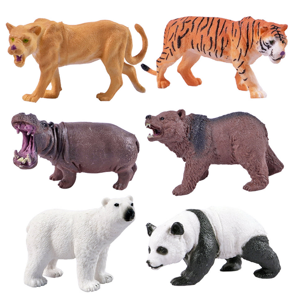 Toyshine 6 Pc Big Size Safari Animals Figures Toy Realistic Mini Jungle Zoo Animal Figurines for Kids Baby 2 3 4 5 Year Old, Non Toxic