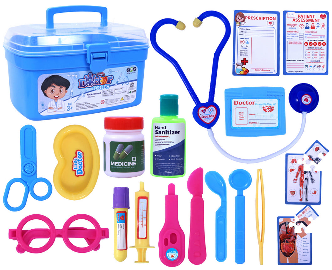 Toyshine 19 Pcs Doctor Set for Kids | Kids Medical Kit with Stethoscope | Pretend Play Doctor Set for Toddlers Boys Girls 3 to 7 Years Old