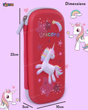 Toyshine 3D EVA Unicorn Pencil Pouch Large Capacity Pencil Pen Organizer Box Pouch Bag with Compartment Student Stationery Box for Age 3+ (Red)