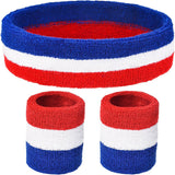 Toyshine 9 Pieces Sweatbands Set, Includes Sports Headband and Wrist Sweatbands Striped Sweat Band for Athletic Men and Women SSTP