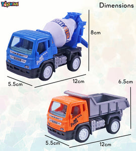 Toyshine Pack of 2 Pullback City Builder Construction Truck Vehicles Dumper and Cement Mixer Truck Toy Moveable Parts Non -Toxic for 3+ Years - Model C