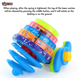 Toyshine 12 Pack Light Up Spinning Tops for Kids Flashing LED Gyro Peg-Top Spinner Toys Bulk Glow in The Dark Party Favors (Spring Design)