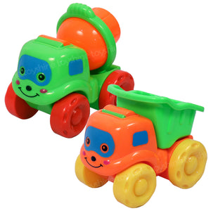 Toyshine 2 Pack of Construction Cars Push and Go Play Set with Powered Friction Vehicles for Babies
