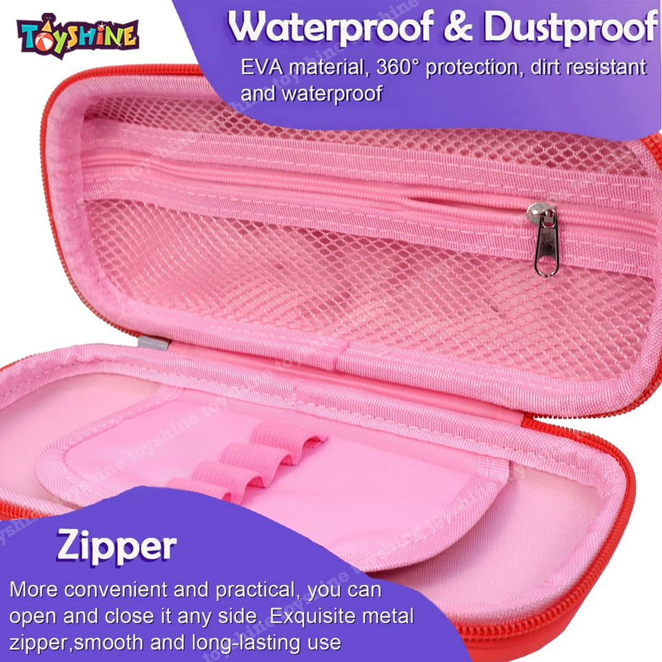 Toyshine Flying Star Unicorn Pink Hardtop Pencil Case with Multiple Compartments - Kids School Supply Organizer Students Stationery Box - Girls Pen Pouch- Pink