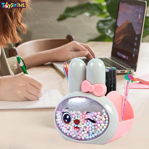 Toyshine Bunny Buddy Design Pen & pencil Holder - Desktop Stationery Organizer, Kids Pen Holders Return Gifts for Birthday, Stationery Organizer-Grey