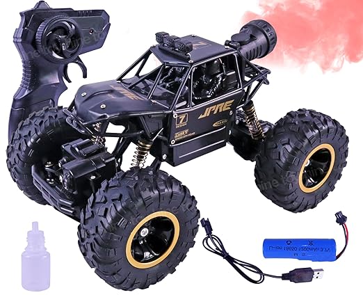 Toyshine 1:16 Scale Rechargeable Remote Control 4WD Alloy Off Road All Terrain Rock Crawler Fast Racing Toy Car inbuilt with Booster Spray
