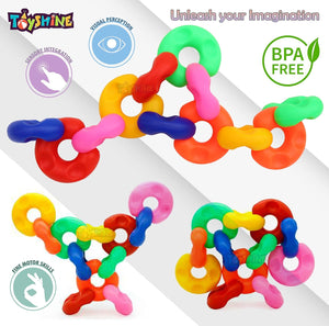 Toyshine Links Set of 12/24 STEM Toddler Toys & Gifts for Boys, Girls Ages 2 Years+ - Mind Building Developmental Learning Toy, Multi