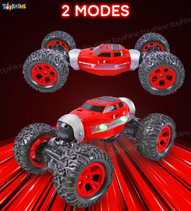 Toyshine 1:16 Scale 2.4GHz four-wheel drive Double Mode dual sided rotating Inbuilt with Chassis Elevated system and vaccum tyres remote-controlled rechargeable toy car - Red