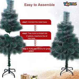 Toyshine 4 Feet Snow Pine Christmas Tree Celebration Decoration Indoor Outdoor X-mas Santa Claus Tree Heavy with Metal Base