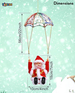 Toyshine Parachute Santa Electric Cute Cartoon Hanging Tumbling Santa Toys with Music Christmas Decorations for Home Party for Kids