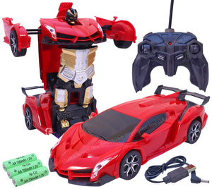 Toyshine Big Size 1:18 Remote Control Rechargeable one-Click Deformation Car to Robot Transforming Toy Birthday Gift for Boys Girls