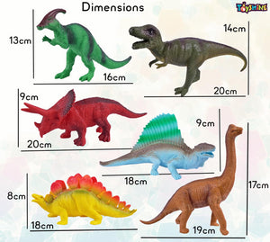 Toyshine 6 Pc Big Size Realistic Dinosaur Figure Educational Toys Animal Figurines for Kids Baby 2 3 4 5 Year Old, Non Toxic