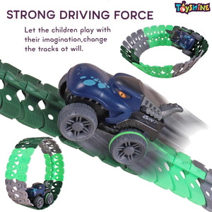 Toyshine Race Track Toy Set Educational Twisted Flexible Tracks 112 Pcs with Electric Piho Design Car Toys for Kids - Multicolour