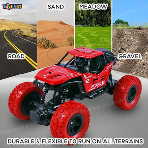 Toyshine 1:16 Scale 27Mhz Smoke Rock Crawler Monster RC Truck with Booster Spray Function All Terrain Stunt Racing Car Rechargeable Indoor Outdoor Toy Car - Red