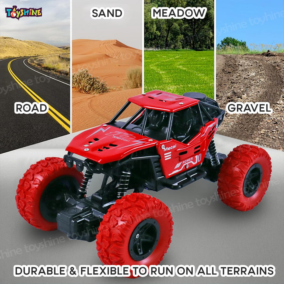 Toyshine 1:16 Scale 27Mhz Smoke Rock Crawler Monster RC Truck with Booster Spray Function All Terrain Stunt Racing Car Rechargeable Indoor Outdoor Toy Car - Red