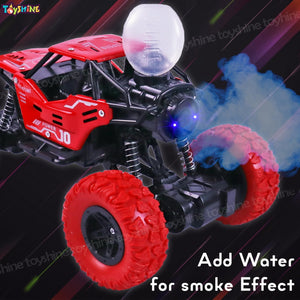 Toyshine 1:16 Scale 27Mhz Smoke Rock Crawler Monster RC Truck with Booster Spray Function All Terrain Stunt Racing Car Rechargeable Indoor Outdoor Toy Car - Red