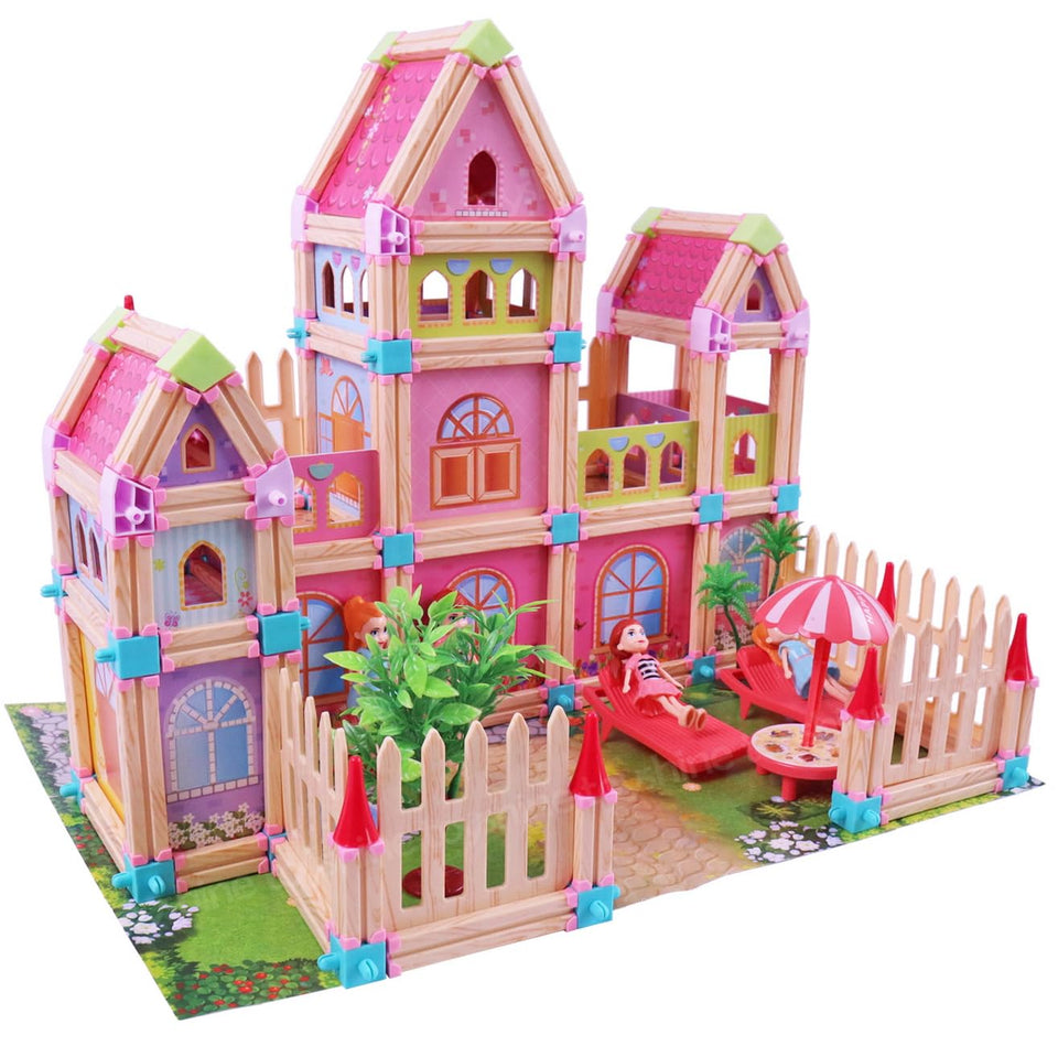 Toyshine 234 Pcs DIY Doll House Blocks with 4 Dolls Play House Learning Toy for Girl Ages 5+ Birthday Gift Develops Thinking Skills Creative Play