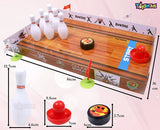 Toyshine Slide and Play Table Bowling Game - Indoor Table Games for Whole Family, Kids and Adults - Portable Set w/ Lane, 6 Pins, 1 Puck, 1 Slider