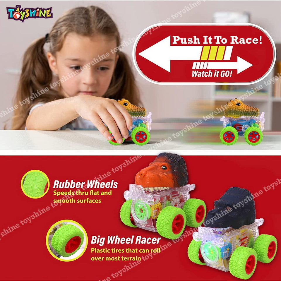 Toyshine Pack of 4 Funny Animal Automobile Car Toy Set Friction Powered Vehicle Play Set for Kids 2+Yrs, Multicolor