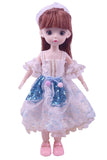Toyshine 12 Inch Cute Doll with 3D Eyes & Beautiful Wedding Dress with Movable Joints Pretend Play Toy Birthday Gift for Age 3 and Above - Blue