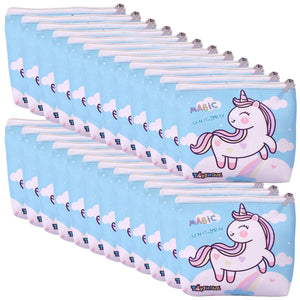 Toyshine Pack of 24 Unicorn Soft Mini Pencil Storage Case Pouch- Kids School Supply Organizer Students Stationery Pouch for Girls