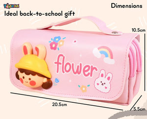 Toyshine Cute Large Capacity Pencil Case Pencil Pouch Handheld Pen Bag Soft Pencil Pouch for School Students Girls Boys - Pink