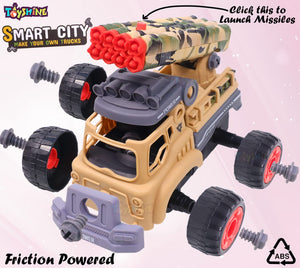 Toyshine Take-a-Part DIY Army Vehicle Truck Car Toy Set, Friction Motion, - Model B, Brown