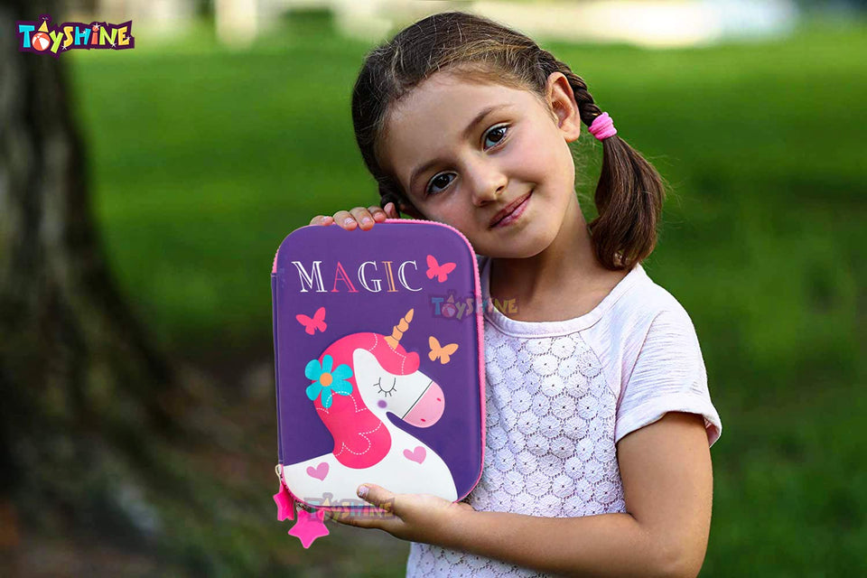 Toyshine Set of 2 Unicorn Magic Hardtop Pencil Case with Tritan Grip Water Bottle