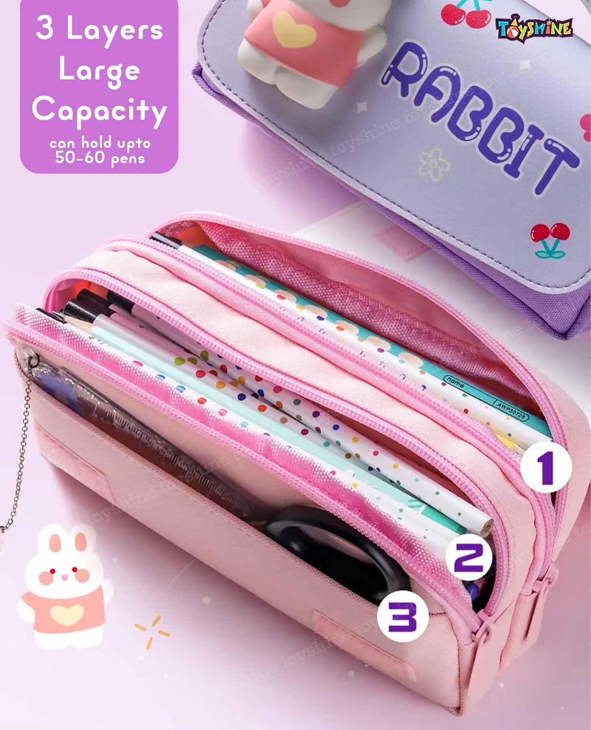 Cute Pencil Bag Large Capacity Pencil Case Aesthetic Pencil Pouch 3  Compartment Pen Holder Bag For School Teen Girl Boy Men Women (pink Strip  Black Wh | Fruugo NO